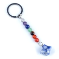Merkaba star keychain with blue stone pendant and colorful chakra stone beads - Blue Spot Stone
