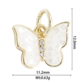 Detail of 12.0mm gold butterfly pendant with shell inlay and small crystals - White MOP Butterfly (DZ-1766)