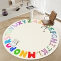 Round beige carpet with A-Z alphabet pattern for office chair and home decor - Circle Fleece-Alphabet
