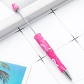 DIY pink ribbon beaded pen with breast cancer awareness patterns on white grid background - Pink Base with Pink Ribbon (99)