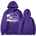 Purple retired hoodie with It's 5 O'clock Everywhere white print in front and back view - Purple