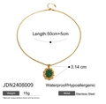 Collar de acero inoxidable con colgante ovalado verde, resistente al agua y con extensión - Collar con Colgante Verde (JDN2408009)