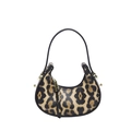 Elegante bolso de hombro con estampado de leopardo, remaches dorados y correa de cuero - Amarillo