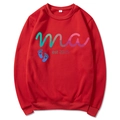 Red Mama Est 2025 Coquette Hoodie with blue baby footprint and stylish script design - S / Red