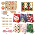 Detailed view of Christmas gift bag set with dimensions, clips and stickers - Christmas Gift Bag Set (618 Style)