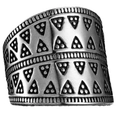 Bague large vintage en acier inoxydable avec motifs triangles et texture à pois - US 7 / Argent Vintage (03307)