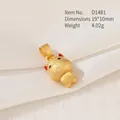 Cute golden rat zodiac charm for DIY jewelry in sand gold finish with red details - D1481 (Horse)