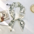 French vintage style silk scarf with green jungle pattern and letter G in beige - Style G (Off-White/Green French Jungle)