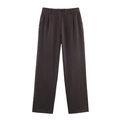 Pantaloni da completo donna grigio scuro a vita alta con eleganti doppie pieghe - XS / Pantaloni del Completo