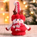 Christmas snowman plush doll 30cm height with reindeer antlers and silver glitter hat - New Antler Snowman-208-Small