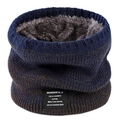 Tour de cou tricoté dégradé bleu et gris avec doublure polaire chaude - Bleu Marine
