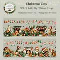 Weihnachtskatze PET-Klebeband mit Kätzchen und Sockenmustern für Scrapbooking DIY - Festliche Katze