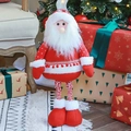 Statuetta di Babbo Natale in peluche con gambe a righe per decoro albero di Natale - Babbo Natale Telescopico / 52-86CM / Serie Rossa