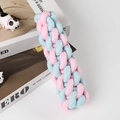 Rosa und blau geflochtener Baumwollseilball Hundespielzeug für langlebiges Kauen - Gewebter Maiskolben / 18cm / Rosa & Blau
