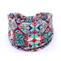 Bohemian mandala flower elastic headband featuring red and blue geometric patterns - Style 26