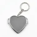 Polished silver heart-shaped photo locket keychain with 2.05-inch dimensions - Heart Style