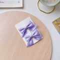 Pair of lavender purple bow hair clips for girls in textured ribbon on display card - Purple Bow 2-Piece Set