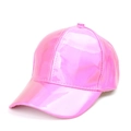 Glossy pink PU leather baseball cap with a shiny metallic finish and adjustable fit - Rose Red