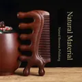 Sandalwood meridian scalp massager and dual-sided wide tooth comb with natural wax finish - Golden Sandalwood Tai Chi Fish Massage Comb