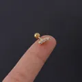 Curved gold stainless steel helix stud earring with five graduated white zirconias - Curved Bar Style (3#) / Gold