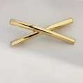 Squisita molletta per capelli a X dorata con finitura a specchio per donne - Clip A Molla In Lega Lucida A Forma Di X Oro
