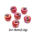 Detail showing pink iridescent apple charms with green leaf and size 2x1.8cm spec - Iridescent Red Apple