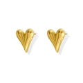 Minimalist chunky golden heart earrings in polished stainless steel for a sleek aesthetic - Gold