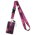 Purple starry sky lanyard with matching hard ID card holder and metal lobster clasp - Purple Starry Universe Set (YZ20-30)
