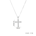 Silver-colored cross necklace with zircon inlay and detailed product dimensions - Silver White Zircon Cross (1588)