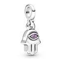 Hamsa-Hand Anhänger aus Silber mit lila Edelstein für DIY Charms-Armbänder - Hamsa Hand mit lila Edelstein (02)