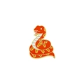 Cartoon orange snake brooch with gold plating and enamel details for 2025 New Year - Orange and Yellow Scaled Snake