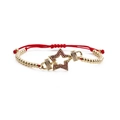 Adjustable red woven star bracelet with gold beads and sparkling zircon stones for women - Five-pointed Star + Copper Beads Red Rope / Gold/Red
