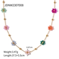 Vista detallada de la pulsera de flores de cristal coloridas con medidas y peso - Collar de flores de colores