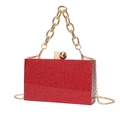Pochette de soirée rouge pailletée élégante avec chaîne dorée et poignée pour femme - Rouge à Paillettes Fines