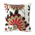 Pastoral embroidered throw pillow cover with red floral pattern on white base - 45*45cm (No Core) / Pastoral Style 2 (White Floral)