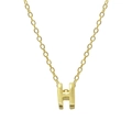 Detailed close-up of gold 925 sterling silver H-letter pendant on a delicate chain - Letter H / Gold