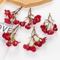 DIY handmade small red artificial flowers bouquet for hair accessories and clothing - Red