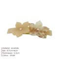 Acetate camellia hair clip in khaki and tortoiseshell finish with rhinestone centers - Khaki