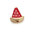 DIY colorful dotted mushroom charm with golden base for bracelets and necklaces - Red Polka Dot Triangle/Pizza Slice