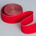 High-quality red velvet Christmas ribbon with elegant gold wired edges in S-curve shape - 4.5cm Width * 10 Yards