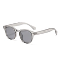 Lunettes de soleil rondes grises transparentes rétro avec rivets et verres gris foncé - Gris Translucide Clair Verre Gris Clair (C31)