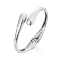 Silver-tone double layer pearl bangle with teardrop shape and hinge closure design - Silver Teardrop Open (SZYS-021HJ-YS)