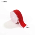 Red sequined Christmas ribbon with white fuzzy edges, 3.8cm width for gift wrapping - 3.8CM Red Velvet Ribbon With Gold Wire Edging / 2M/Roll