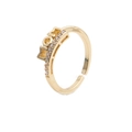 Macro detail of gold-plated MOM ring with sparkling white zircon stones for Mother's Day gift - MOM Letter/Micro Multi-stone (CR0257CX-MOM)