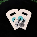 White mini plastic handle bag with black fashion silhouette and high heel icons - No. 67 (Silhouette Fashion)