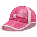 Rose red breathable mesh baseball cap with white trim and sport fashion patch - Adjustable / Rose Red with White
