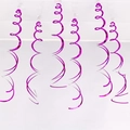 Set of 6 metallic purple spiral PVC hanging ornaments for festive window decorations - Set of 6 / Rose Red