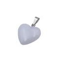 20mm natural white stone heart pendant with silver metal clasp on a clean white background - White Jade