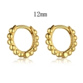 Minimalist 12mm S925 sterling silver beaded hoop earrings in premium golden finish - 12mm / Gold