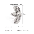 Silver stainless steel clover ring with molten texture and adjustable open band design - Abstract Clover Shape (SR020084-S)